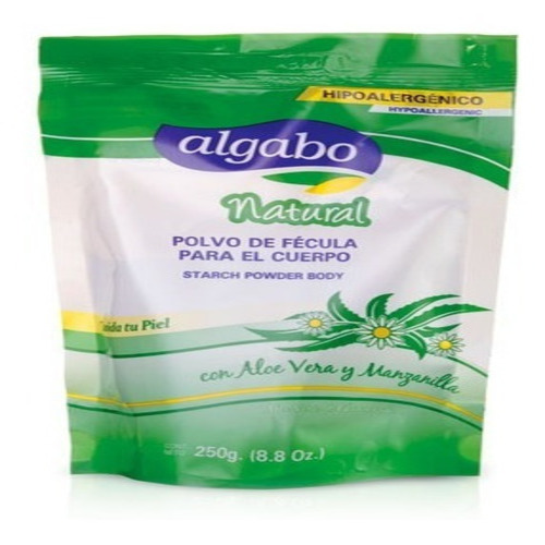 Envase Economico Polvo de Fecula para el Cuerpo Hipoalergenico Natural Algabo x250 grs.