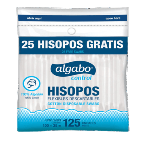 Hisopos Algabo x125 Unid. Bolsa con Zipper