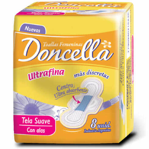 Toallitas Doncella x8 unid. ULTRA FINA AMARILLO
