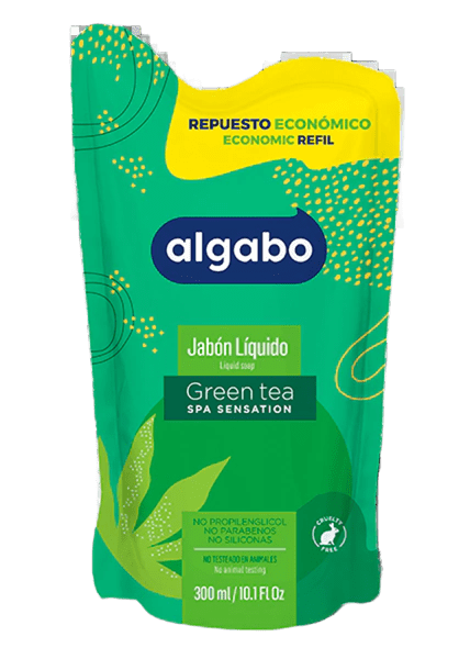 Repuesto Economico Jabon Liquido Algabo x300 ml. Green Tea (verde)
