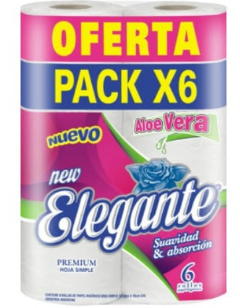 Papel Higienico ELEGANTE ALOE VERA 12x6x30 mts